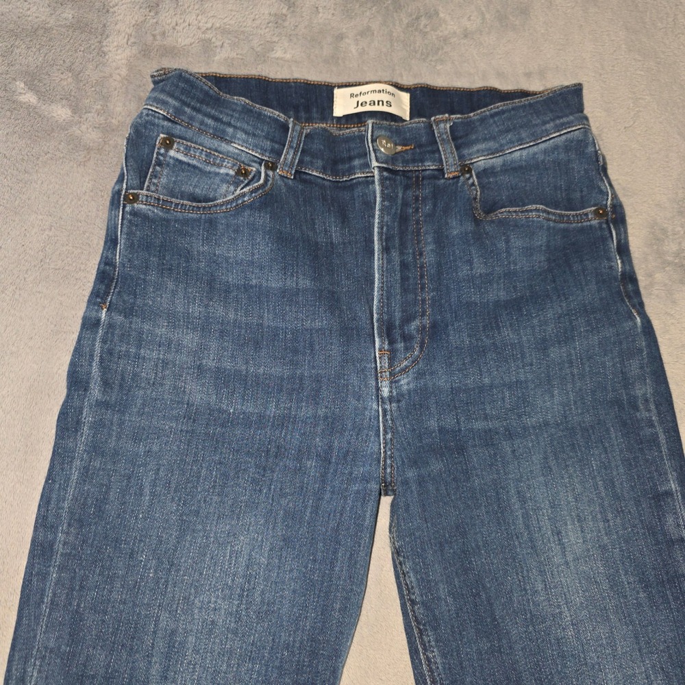 Reformation Jeans Neris Wash Slim Straight Organic Cotton Denim Blue Size 26